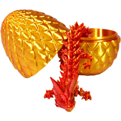 Solarflare Dragon Hatchling Toy Figure with Egg (3D Printed) - Wonderland Workshop