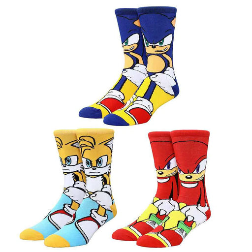 Sonic the Hedgehog - Sonic, Tails, and Knuckles Crew Socks (3 Pairs) - Bioworld