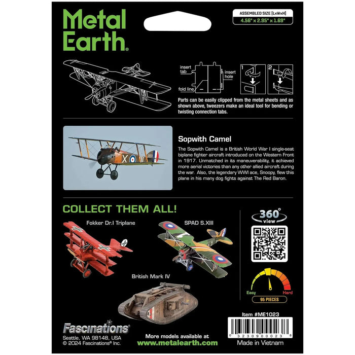 Sopwith Camel Plane Figure Model Kit (1:76 Scale, Steel, Moderate Difficulty) - Fascinations - Metal Earth Series - (2024)