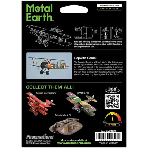 Sopwith Camel Plane Figure Model Kit (1:76 Scale, Steel, Moderate Difficulty) - Fascinations - Metal Earth Series - (2024) - Image 3