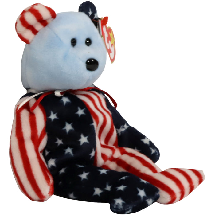 Spangle the Bear Blue Face Plush (9") - Ty - Original Beanie Babies Series - (1999)