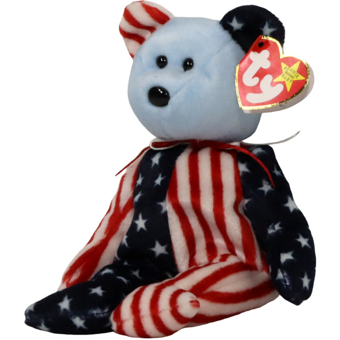 Spangle the Bear Blue Face Plush (9") - Ty - Original Beanie Babies Series - (1999)