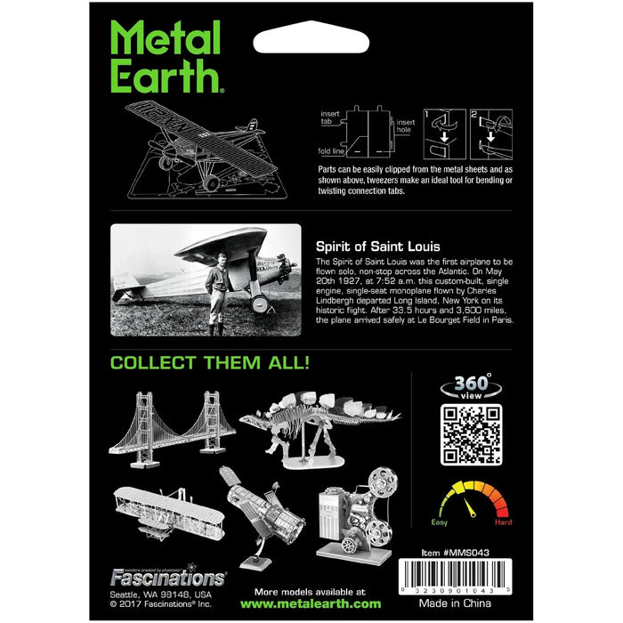 Spirit of St. Louis Airplane Figure Model Kit (Steel, Easy Difficulty) - Fascinations - Metal Earth Series - (2022)