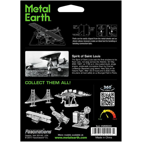 Spirit of St. Louis Airplane Figure Model Kit (Steel, Easy Difficulty) - Fascinations - Metal Earth Series - (2022) - Image 3