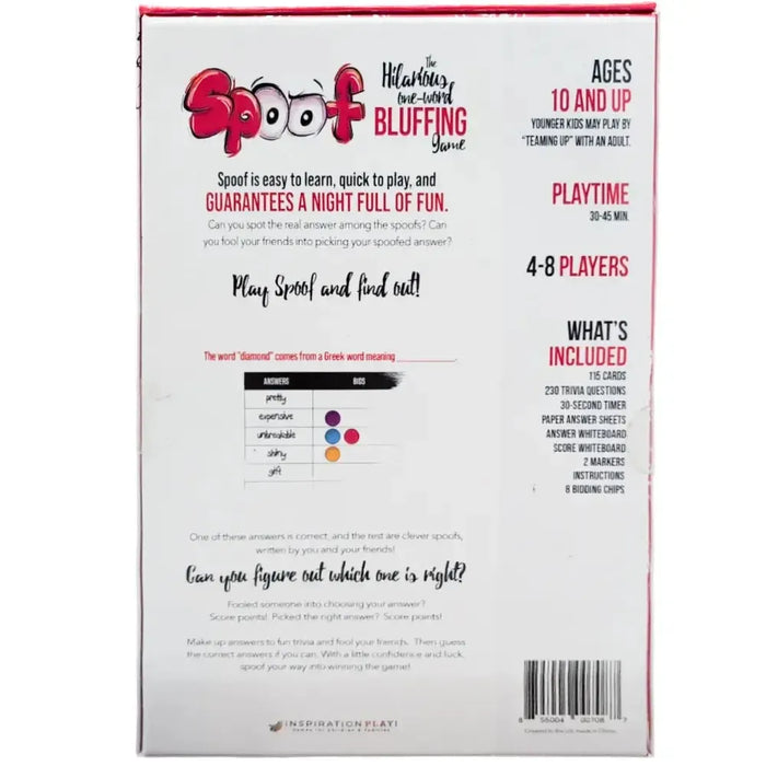 Spoof - Bluffing Trivia Card Game for Family and Adults (4-8 Players, Age 10+) - Inspiration Play!