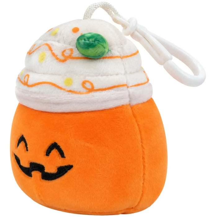 Squishmallows - Lester the Pumpkin Spice Latte Clip-On Plush (4") - Kellytoy - Halloween Squad - (2023)