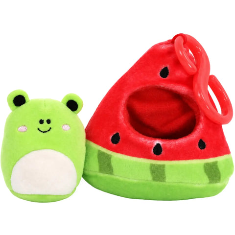 Squishmallows - Scented Mini Frog Plush with Watermelon Pouch Clip-On Plush Set (2.5