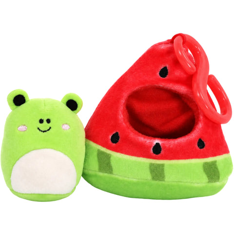 Squishmallows - Scented Mini Frog Plush with Watermelon Pouch Clip-On Plush Set (2.5