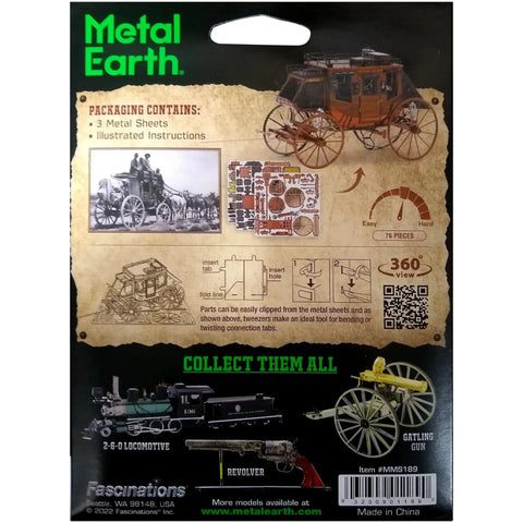 Stagecoach Model Kit (Steel, Moderate Difficulty) - Fascinations - Metal Earth Series - (2022) - Image 3