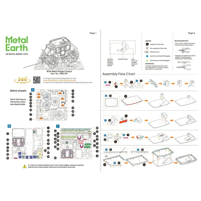 Stagecoach Model Kit (Steel, Moderate Difficulty) - Fascinations - Metal Earth Series - (2022)