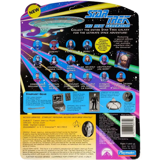 Star Trek: The Next Generation - Captain Jean-Luc Picard Action Figure with SkyBox Collector Card (4.5") - Playmates Toys - (1993)
