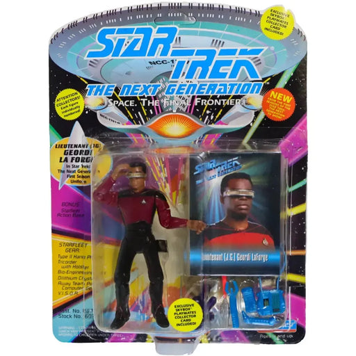 Star Trek: The Next Generation [Season 1] - Lieutenant (Junior Grade) Geordi La Forge Action Figure with SkyBox Collector Card (4.5") - Playmates Toys - (1993)