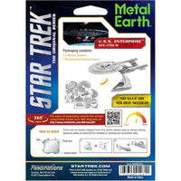 Star Trek: The Next Generation - Unpainted USS Enterprise NCC-1701-D Ship Figure Model Kit (Steel, Moderate Difficulty) - Fascinations - Metal Earth Series