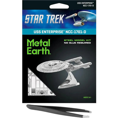 Star Trek: The Next Generation - Unpainted USS Enterprise NCC-1701-D Ship Figure Model Kit (Steel, Moderate Difficulty) - Fascinations - Metal Earth Series