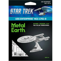 Star Trek: The Next Generation - Unpainted USS Enterprise NCC-1701-D Ship Figure Model Kit (Steel, Moderate Difficulty) - Fascinations - Metal Earth Series