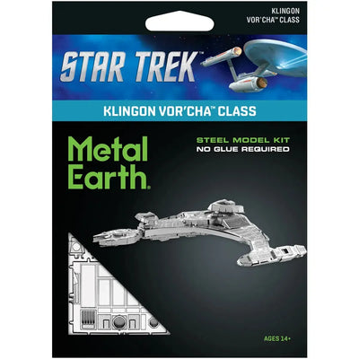 Star Trek - Unpainted Klingon Vor'Cha Class Ship Figure Model Kit (Steel, Challenging Difficulty) - Fascinations - Metal Earth Series