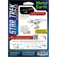 Star Trek - Unpainted USS Enterprise NCC-1701 Ship Figure Model Kit (Steel, Challenging Difficulty) - Fascinations - Metal Earth Series