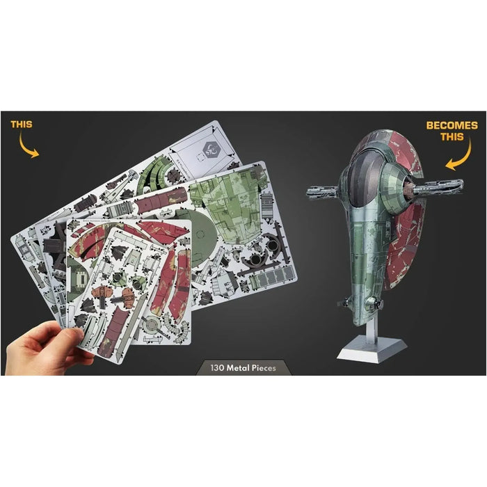 Star Wars - Boba Fett's Starfighter Ship Figure Model Kit (Steel, Challenging Difficulty) - Fascinations - Metal Earth Premium Series