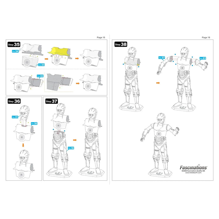 Star Wars - C-3PO 3D Figure Model Kit (Steel, Moderate Difficulty) - Fascinations - Metal Earth Premium Series - (2022)