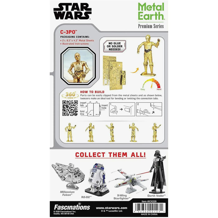 Star Wars - C-3PO 3D Figure Model Kit (Steel, Moderate Difficulty) - Fascinations - Metal Earth Premium Series - (2022)