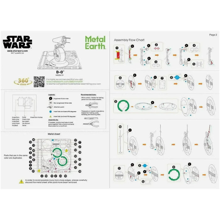 Star Wars - D-O Figure Model Kit (Steel, Easy Difficulty) - Fascinations - Metal Earth Series