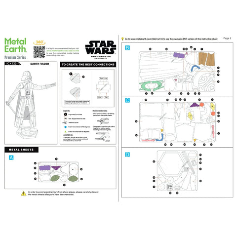 Star Wars - Darth Vader 3D Figure Model Kit (Steel, Moderate Difficulty) - Fascinations - Metal Earth Iconx Premium Series - (2022)