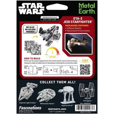 Star Wars - ETA-2 Jedi Starfighter Vehicle 3D Figure Model Kit (Steel, Hard Difficulty) - Fascinations - Metal Earth Series - (2024)