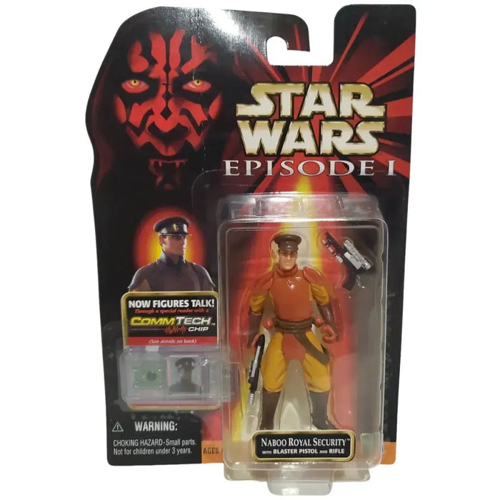 Star Wars: Episode I [The Phantom Menace] - Naboo Royal Security with Blaster Pistol and Rifle Action Figure (3.75") - Hasbro - CommTech Chip Series Collection 2 (1998)