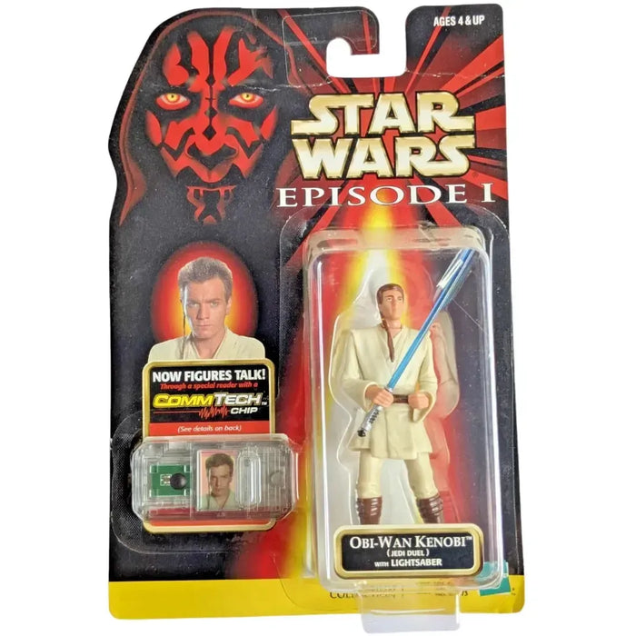 Star Wars: Episode I [The Phantom Menace] - Obi-Wan Kenobi with Lightsaber and Comlink Action Figure (3.75") - Hasbro - CommTech Chip Series Collection 2 (1999)