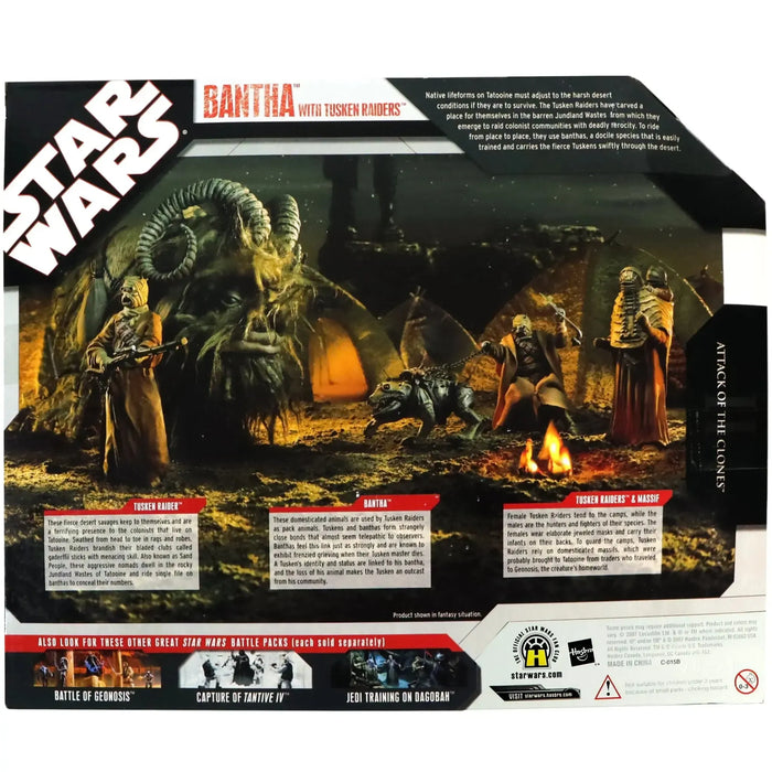 Star Wars: Episode II [Attack of the Clones] - Bantha with Tusken Raiders Figure Set - Hasbro - Battle Packs Series - (2007)