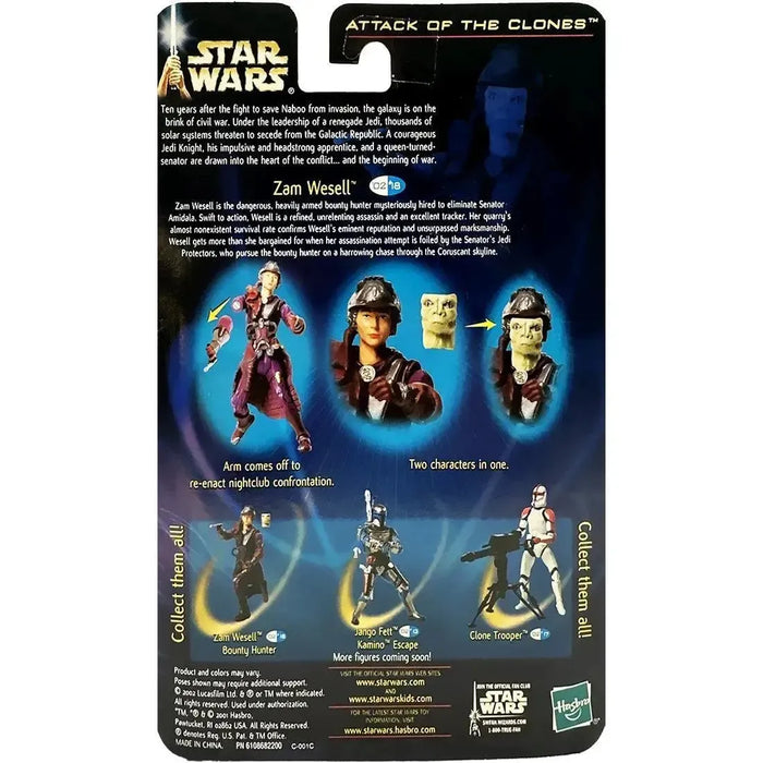 Star Wars: Episode II [Attack of the Clones] - Bounty Hunter Zam Wesell Action Figure (3.75") - Hasbro - Collection 1, #18 (2002)