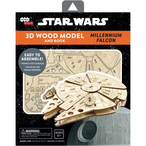 Star Wars - Millennium Falcon Book & 3D Model Kit (Wood) - Insights Editions - IncrediBuilds Series - (2022) - Image 1