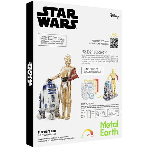 Star Wars - R2-D2 & C-3PO Figure Model Kit Gift Set (Steel, Expert Difficulty) - Fascinations - Metal Earth Series