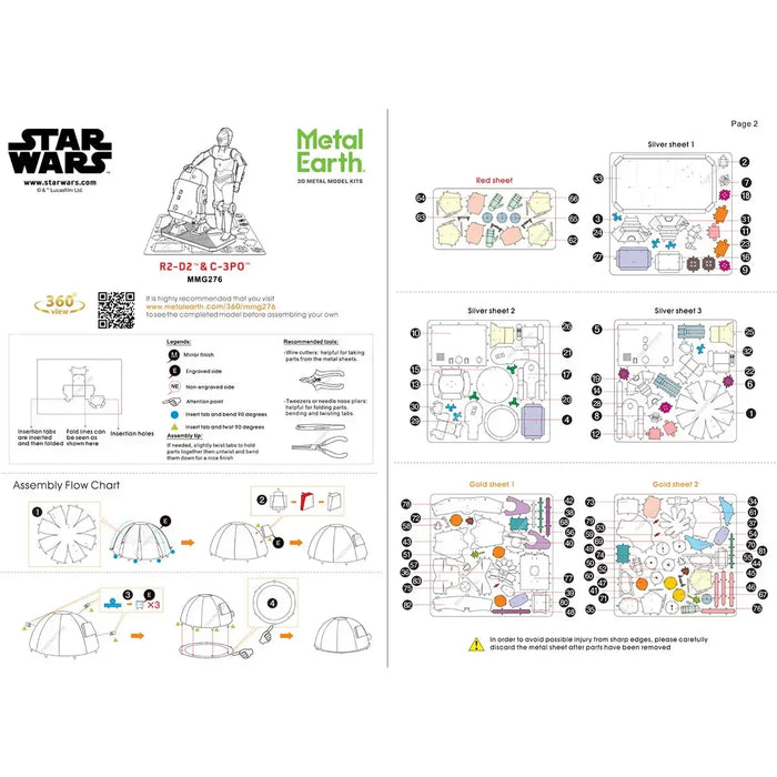 Star Wars - R2-D2 & C-3PO Figure Model Kit Gift Set (Steel, Expert Difficulty) - Fascinations - Metal Earth Series