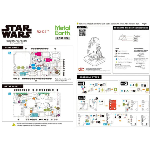 Star Wars - R2-D2 Figure Model Kit (Steel, Moderate Difficulty) - Fascinations - Metal Earth Premium Series