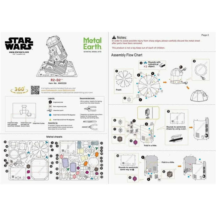 Star Wars - R2-D2 Metal Model Kit (2 Sheets) - Metal Earth