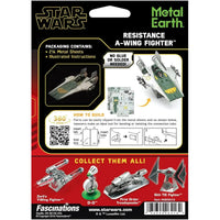 Star Wars - Resistance A-Wing Fighter Figure Model Kit (Steel, Challenging Difficulty) - Fascinations - Metal Earth Series