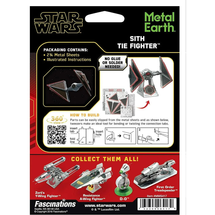 Star Wars - Sith TIE Fighter Figure Model Kit (Steel, Challenging Difficulty) - Fascinations - Metal Earth Series