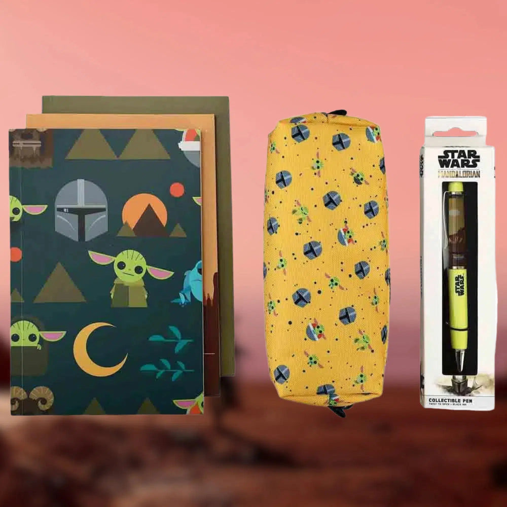 Star Wars: The Mandalorian - Grogu Stationery Gift Set - Bioworld - Journals, Pencil Pouch, Floaty Pen