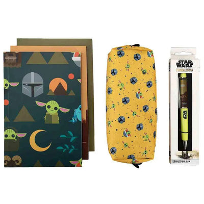 Star Wars: The Mandalorian - Grogu Stationery Gift Set - Bioworld - Notebooks, Pencil Pouch, Floaty Pen