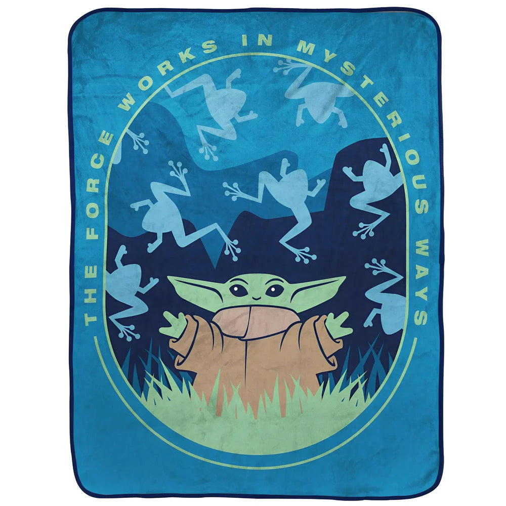 Star Wars: The Mandalorian - Grogu "The Force Works In Mysterious Ways" Plush Throw Blanket (Polyester, 46"x60") - Jay Franco