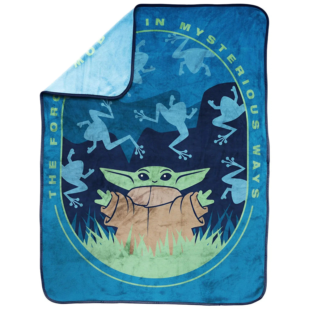 Star Wars: The Mandalorian - Grogu "The Force Works In Mysterious Ways" Plush Throw Blanket (Polyester, 46"x60") - Jay Franco