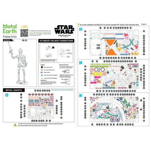 Star Wars: The Mandalorian - IG-11 Droid 3D Figure Model Kit (Steel, Hard Difficulty) - Fascinations - Metal Earth Premium Series - (2020)