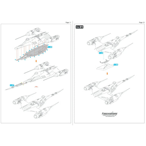 Star Wars: The Mandalorian - Mandalorian N-1 Starfighter Figure 3D Model Kit (Steel, Hard Difficulty) - Fascinations - Metal Earth Premium Series - (2023)