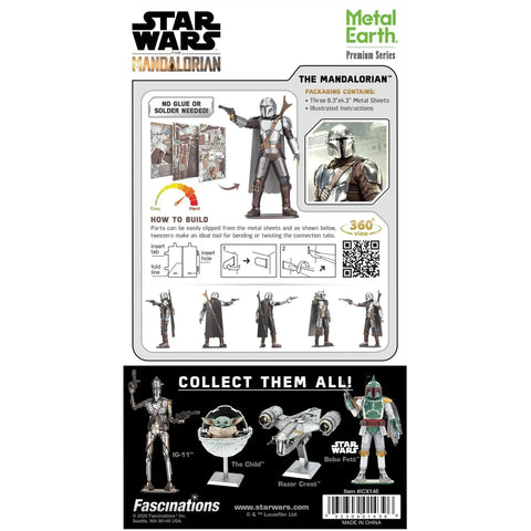 Star Wars: The Mandalorian - The Mandalorian 3D Figure Model Kit (Steel, Hard Difficulty) - Fascinations - Metal Earth Premium Series - (2020)
