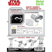 Star Wars - Unpainted Darth Vader's Tie Advanced X1 Figure Model Kit (Steel, Moderate Difficulty) - Fascinations - Metal Earth Series