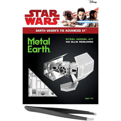 Star Wars - Unpainted Darth Vader's Tie Advanced X1 Figure Model Kit (Steel, Moderate Difficulty) - Fascinations - Metal Earth Series