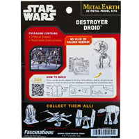 Star Wars - Unpainted Destroyer Droid Figure Model Kit (Steel, Challenging Difficulty) - Fascinations - Metal Earth Series