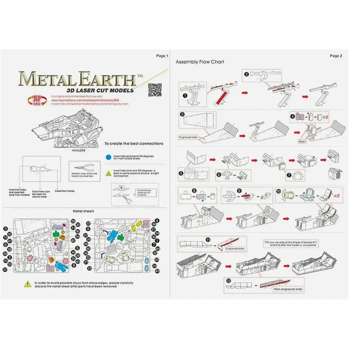 Star Wars - Unpainted First Order Snowspeeder Figure Model Kit (Steel, Challenging Difficulty) - Fascinations - Metal Earth Series