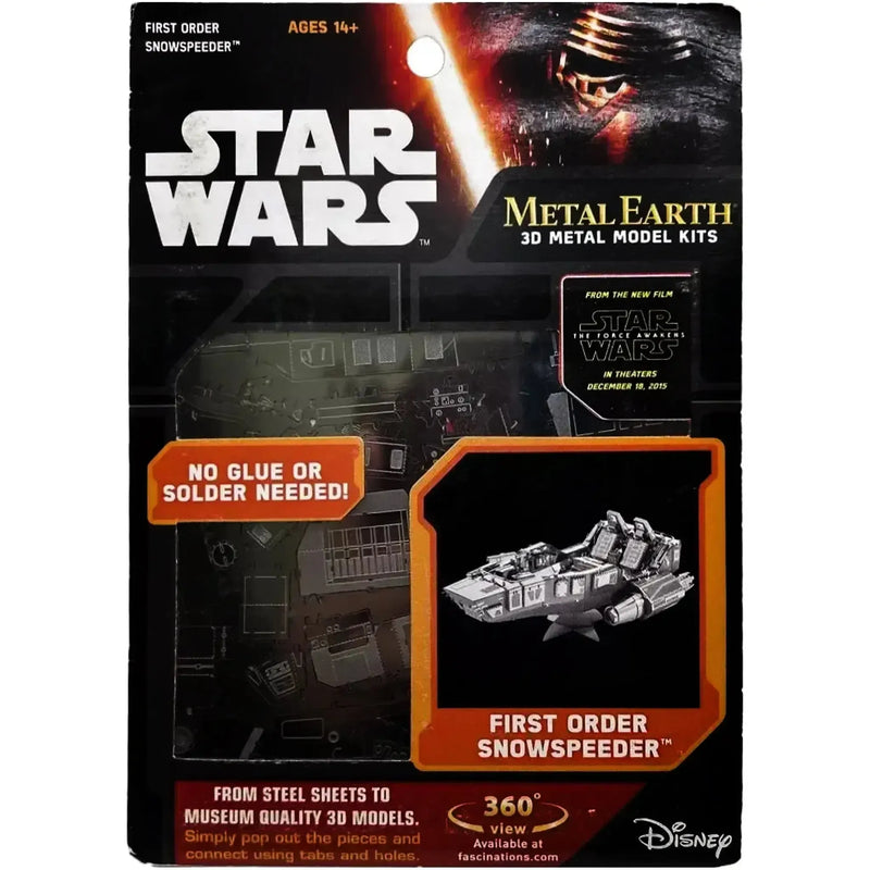 Star Wars - Unpainted First Order Snowspeeder Figure Model Kit (Steel, Challenging Difficulty) - Fascinations - Metal Earth Series